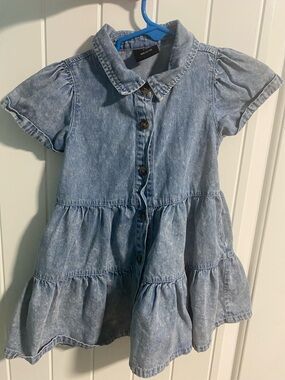 Little Bipsy Light Blue Denim Button-Up Dress